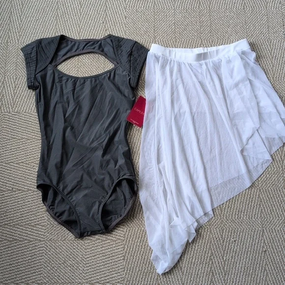 New Ballet Dancewear Leotard Skirt 6 Lot SA MA Weissman Capezio Revolution Gray - Picture 2 of 7